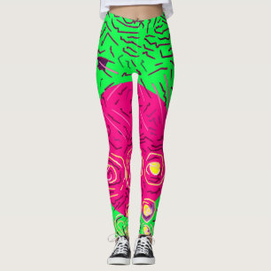 Leggings Diseño amarillo y rosa lima verde