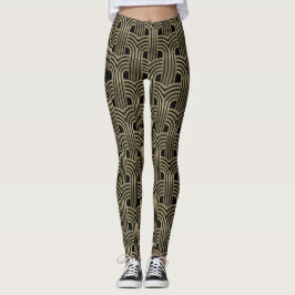 Leggings Diseño Art Deco dorado y negro