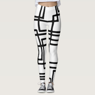 Leggings Diseño artístico de cuadrados negros interbloquean