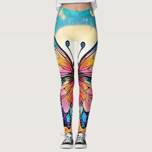 Leggings Diseño artístico de mariposa floral