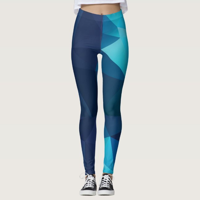 Leggings Diseño azul del polígono (Anverso)