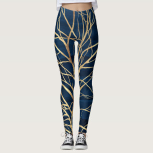 Leggings Diseño azul mínimo de silueta dorada moderna