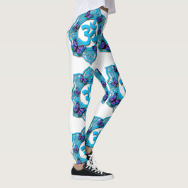 Leggings Diseño azul ohm mandala con mariposas púrpura
