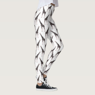 Leggings Diseño blanco animal de jirafa negra rosada