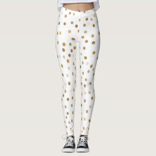 Leggings Diseño blanco confetti con el dorado crudo