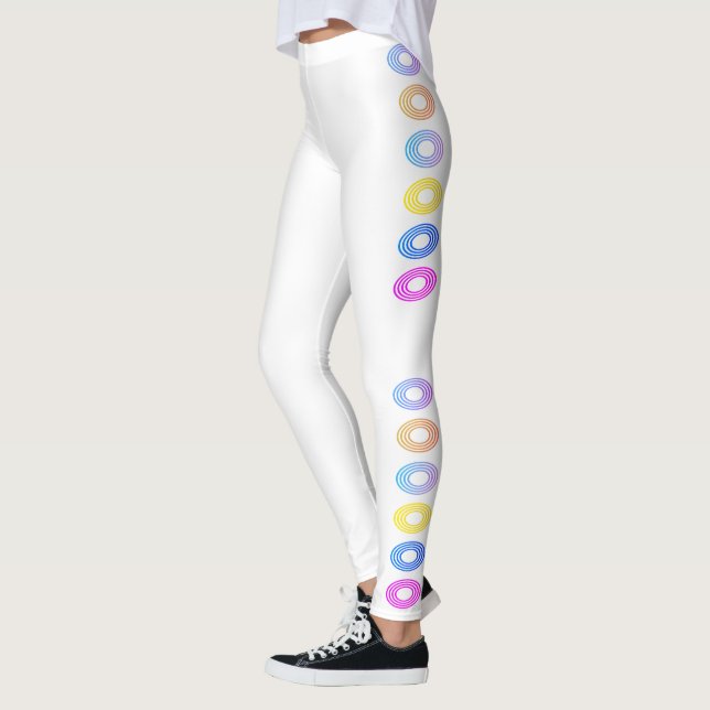 Leggings Diseño blanco de los círculos de Miami (Izquierda)