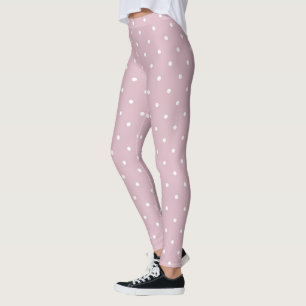 Leggings diseño blanco rosado fresco de la cadera del lunar