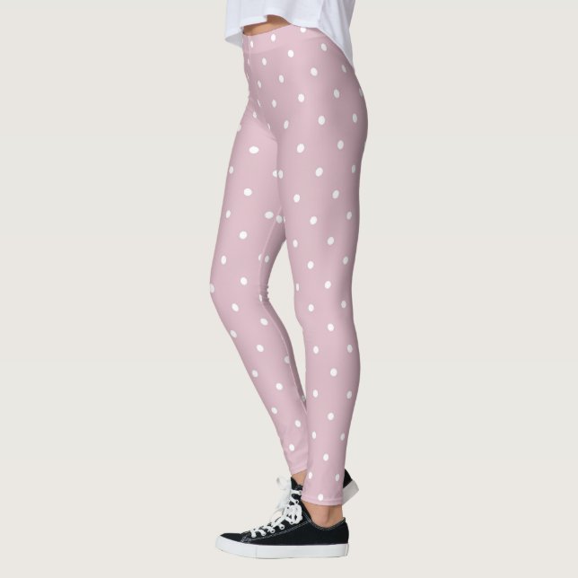 Leggings diseño blanco rosado fresco de la cadera del lunar (Izquierda)
