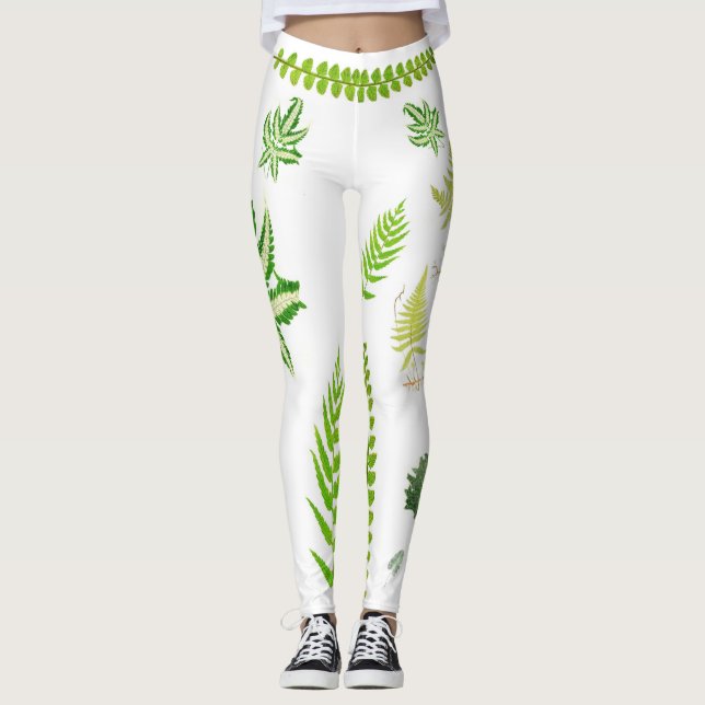 Leggings Diseño botánico británico de ferns (Anverso)