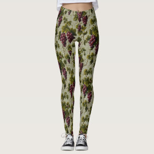 Leggings Diseño botánico de uvas antiguas de 1900