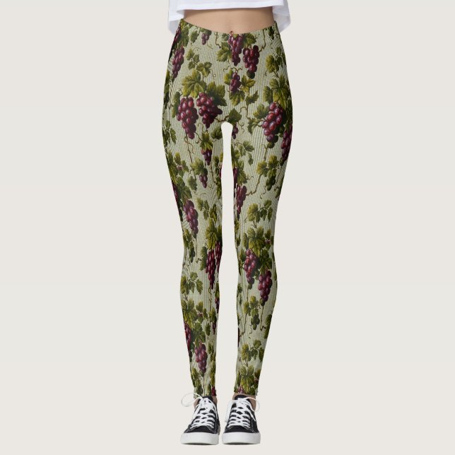 Leggings Diseño botánico de uvas antiguas de 1900 (Anverso)