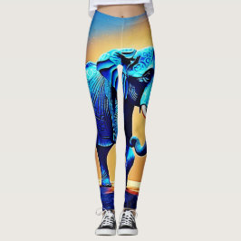 Leggings Diseño brillante de Elefante Azul