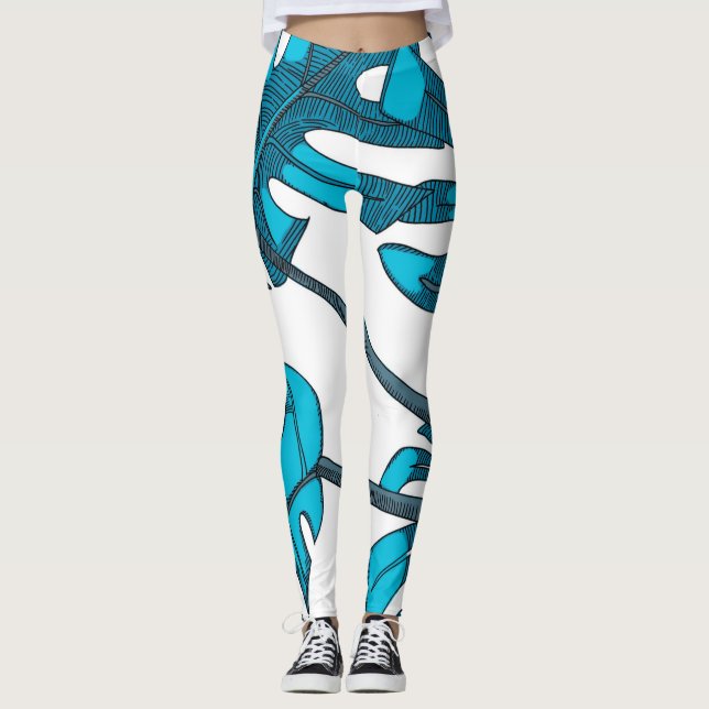 Leggings Diseño caprichoso de hojas monsteras (Anverso)