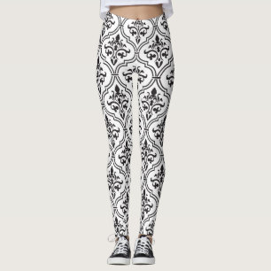 Leggings Diseño clásico sin inconvenientes de Damask de vin
