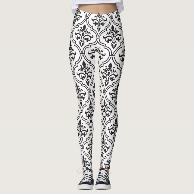 Leggings Diseño clásico sin inconvenientes de Damask de vin (Anverso)