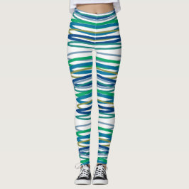 Leggings Diseño con patrones en azul y verde