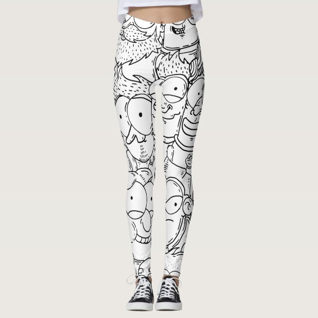 Leggings Diseño creativo del modelo de las caras divertidas (Anverso)