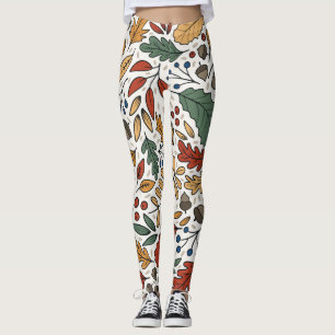 Leggings Diseño cuadrado de hojas de color otoñal