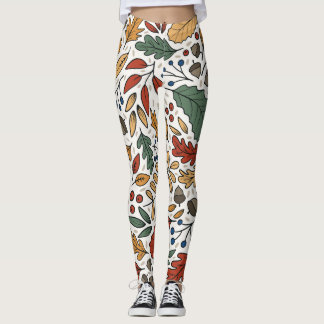 Leggings Diseño cuadrado de hojas de color otoñal
