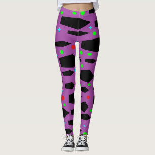 Leggings Diseño cuadrado púrpura y negro