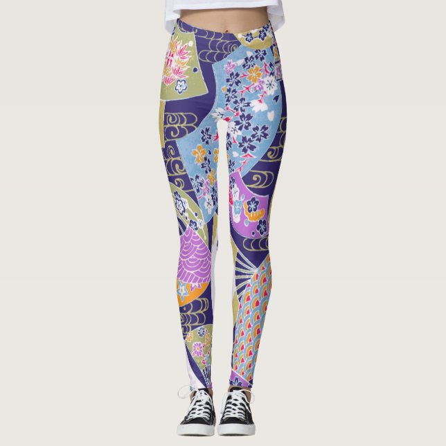 Leggings Diseño de abanico de manos japonés para todo tipo  (Anverso)