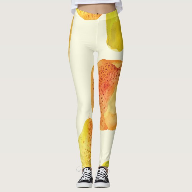 Leggings Diseño de acuarela de frutas frescas de época (Anverso)