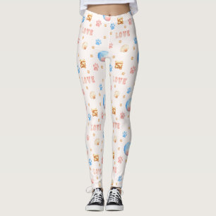 Leggings Diseño de acuarela "LOVE" con pinturas de perros