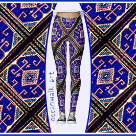 Leggings Diseño de alfombras orientales de Soumak antiguo