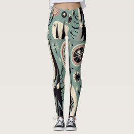 Leggings Diseño de árbol cósmico abstracto geométrico