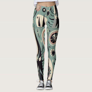 Leggings Diseño de árbol cósmico abstracto geométrico