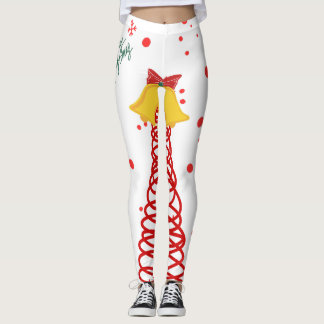 Leggings Diseño de árbol de Navidad en espiral y campanas
