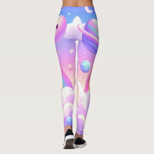 Leggings Diseño de arcoiris en espacio reducido - Planetas  (Reverso)