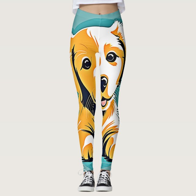 Leggings Diseño de arte de cachorros (Anverso)