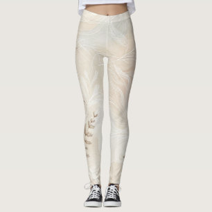Leggings Diseño de Arte de Cuerda Floral Botánico Bohemio E