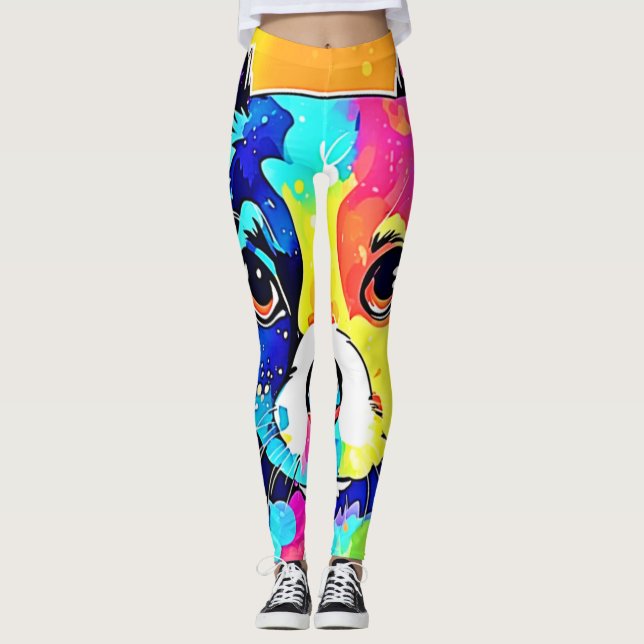 Leggings Diseño de arte de vibes de pimienta Vivid (Anverso)