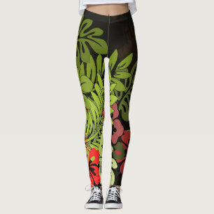 Leggings Diseño de arte Hawaii Aloha Palm Hula