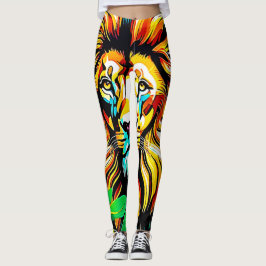 Leggings Diseño de arte pop de león en la jungla