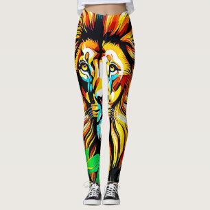 Leggings Diseño de arte pop de león en la jungla