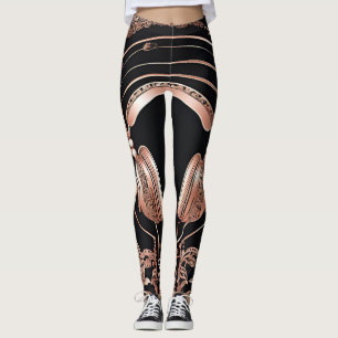 Leggings Diseño de audífonos para piernas negras Arte Shine
