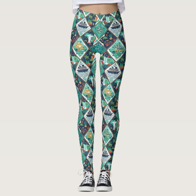 Leggings Diseño de aventura costera de crucero por Sudaméri (Anverso)