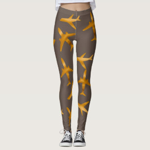 Leggings Diseño de aviones o aviones de oro