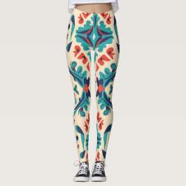 Leggings Diseño De Baldosas De Ikat Florales