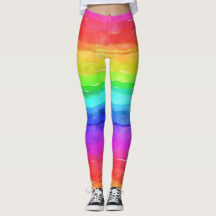 Leggings Diseño de bandas de arco iris acuático