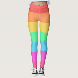Leggings Diseño de bandas de color de arcoiris Pastel