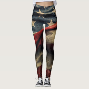 Leggings Diseño de bandera americana ondeando