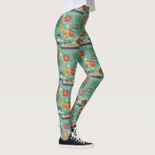 Leggings Diseño de barco de crucero tropical por las islas 