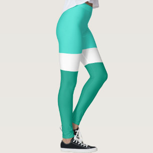 Leggings Diseño de bloques de color Verde azulado y turques