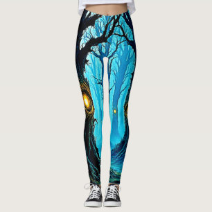 Leggings Diseño de bosque de ojos de fantasía oscura