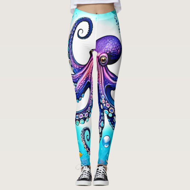 Leggings Diseño de brillo de octopus coral (Anverso)