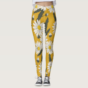 Leggings Diseño de bufanda floral, fondo vintage.